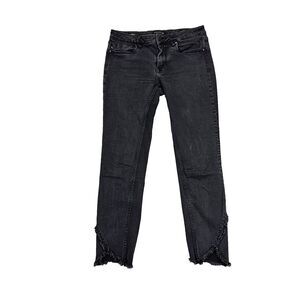 Vigoss Jeans Ladies Size 29 Marley Skinny Ankle Black Jeans‎ With Raw Hem Denim